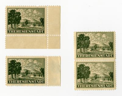 RG-06.04.05, Eva Beckman, four Theresienstadt postal stamps.jpg